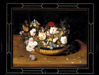 Kurv med blomster, ca. 1615 (olje på panel)