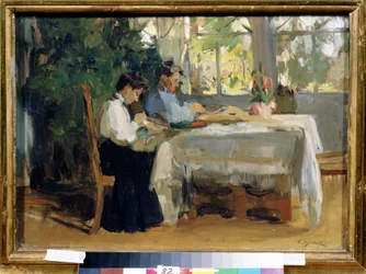 "Dance la Veranda" Peinture de Osip Emanuilovich Braz (1872-1936) State A. Radishchev Art Museum, Saratov