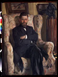 ""Portrett av kunstsamleren Alexis (AA) Bakhrushin (1865-1929)"" (Portrett av samleren Alexey A. Bakhrushin) Maleri av Osip Emmanuilovich Braz (1872-1936) 1904 Statens kunstmuseum Tula (Toula)