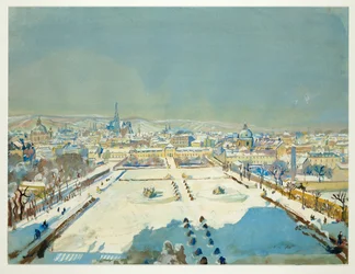 Vinter i Belvedere-hagene (akvarell og kroppsmaling)