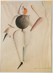 Kostymedesign for Triadic Ballet, av Schlemmer, Oskar (1888-1943). Akvarell på papir