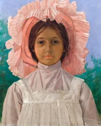 Jente med rosa lue