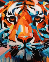 Fargerik, abstrakt tiger