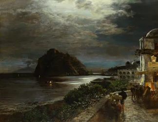 Aragoneslottet Ischia (olje på lerret)