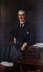 Portrett av Neville Chamberlain (1869-1940) (olje på lerret)