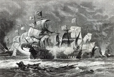 The Vanguard, under Sir William Winter, engasjerte den spanske armadaen, fra 