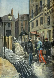 Arrestasjonen av oberstløytnant Picquart i Dreyfus-affæren i 1898 (gravering)