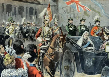 Dronning Victorias diamantjubileum, kortesjen i Londons gater i 1897 (gravering)