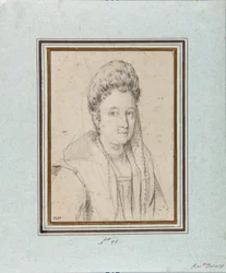 Portrett av Costanza Sforza di Santa Flora (1550-1617), hertuginne av Sora og hustru til Giacomo Boncompagni Tegning av Ottavio Leoni (1578-1630) Genes, Musei di Strada Nuova, inv 2431