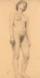 Stående kvinnelig nakenstudie, sannsynligvis 1878-79