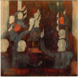 Holder hender (svarer). skisse