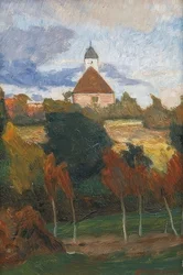 Utsikt over Worpsweder kirke. Rundt 1895
