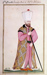 Ottomansk kunst: leder av palassets gartnere. Trykk fra et manuskript