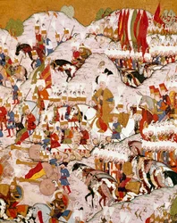 Representasjon av slaget ved Mohacs 29.08.1526, detalj (miniatyr
