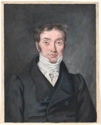 Portrett av skolelærer Hans Jensen Visby (1777-1870), fra Aagerup, Ramløse menighet.