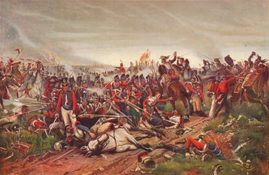 Franske kyrassere angriper et britisk infanteritorget i slaget ved Waterloo, 1815 1906