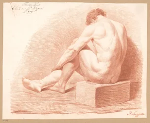 Sittende mann naken, sett fra baksiden (2. pris 1809)