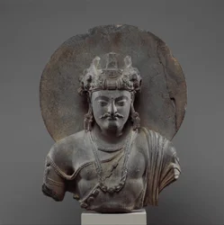 Byste av en Bodhisattva Shakyamuni, 3.–4. århundre (skifer)