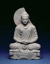 Sittende Buddha, Gandhara, 1.-3. århundre e.Kr.