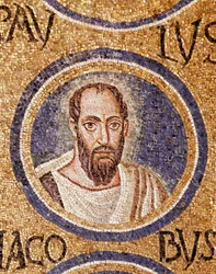 Paleochretian Art: "" Saint Paul"" Mosaikk fra slutten av 500-tallets Ravenna, cappella Arcivescovile (kapellet i Archeveche)