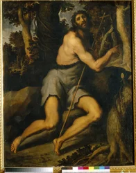 Døperen Johannes i ørkenen (Døperen Johannes i villmarken). Jacopo Palma il Giovane, den yngre (1544-1628), olje på lerret, 1500-1600-tallet. Italiensk kunst (Venezia), mannerisme. Museum for vestlig og orientalsk kunst, Kiev (ukraina).