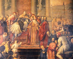 Paven sender unge Otto til Barbarossa for å forhandle fred (fresco)