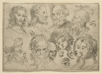 Skisseplate med ti hoder, 1636