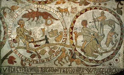 Stjernetegnene fra mosaikkgulvet i katedralen i Otranto, Sør-Italia (mosaikk)