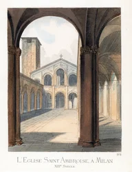 Gårdsplassen til basilikaen Saint Ambroise i Milano (Italia) - Gårdsplassen til basilikaen Sant