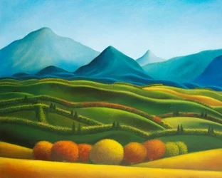 Paysage nr. 3: Allegro Pastorale, 2019 (olje på treplate)