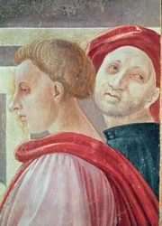 Hoder til to menn, fra presentasjonen av Maria i tempelet, 1433-34 (detalj)