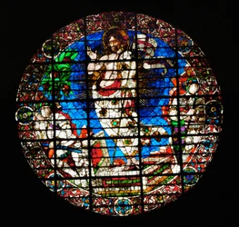 Oppstandelse, glassmaleri i apsis av katedralen i Firenze, Santa Maria del Fiore