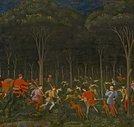 Jakten i skogen, ca. 1465-70, detalj av 100861