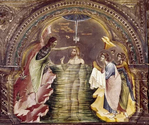 Jesu dåp, detalj av polyptikeren til Santa Chiara. (olje på tre, ca 1350)