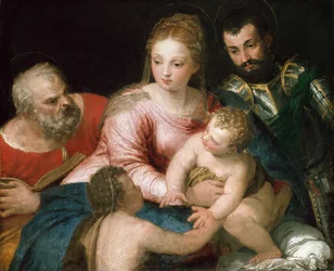 Den hellige familie med den unge døperen Johannes og St. Georg, tidlig på 1550-tallet