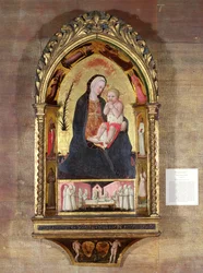Ydmykhetens jomfru med engler og hellige, ca. 1440 (tempera med gull på panel)