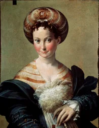 Favoritten eller den tyrkiske slavinnen. Maleri av Francesco Mazzola, kalt Il Parmigianino eller Parmesaneren (1503-1540), omkring 1530. Mål: 67 x 53 cm. Parma, Galleria Nazionale