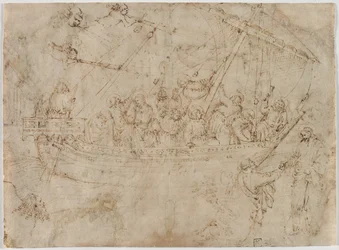 Navicella recto To tegninger av skip verso, ca. 1410-tallet.