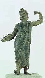 Shami-figur, muligens Zevs eller Poseidon, kom seg fra det ødelagte tempelet i byen Nehavand (kjent som Laodikea), Iran (bronse)