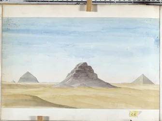 Utsikt over pyramiden i Dachour. Tegning av Pascal Coste (1787-1879) Museum of Mediterranean Archaeology, Marseille