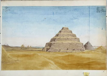 Utsikt over pyramidene i Sakarra. Egypt januar 1819 Akvarell av Pascal Coste (1787–1879) kommunale bibliotek i Marseille