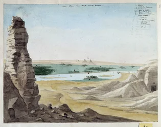 Utsikt fra fjellet Kattan. Egypt. 1818 Tegning av Pascal Coste (1787-1879) Museum of Mediterranean Archaeology, Marseille
