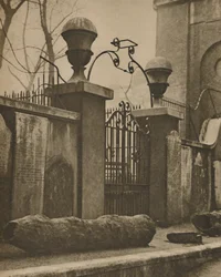 Elm stammer for ledningsrør gravd opp nær St. Annes, Soho, c1935.