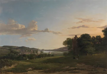 Utsikt over Cessford og landsbyen Caverton, Roxboroughshire i det fjerne