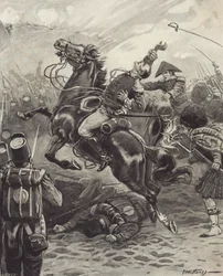 Edward Pakenhams død i slaget ved New Orleans (litho)