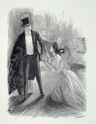 Illustrasjon fra «Dorian Grays bilde» av Oscar Wilde (1854–1900), gravert av E. d#39;Ete (litografi)