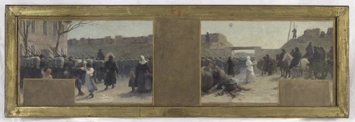 Skisse for prefektens kontor på Hôtel de Ville: Tropper som drar under beleiringen av Paris i 1870