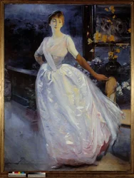 Portrett av Madame Roger Jourdain, kona til maleren. Maleri av Paul Albert Besnard (1849-1934)