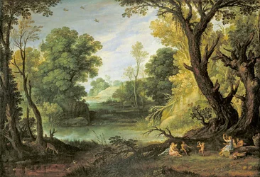 Landskap med nymfer og satyrer, 1623