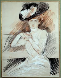 Fru Helleu. Tegning Paul Helleu (1859-1927), 1900-tallet. Bayonne, Bonnat-museet